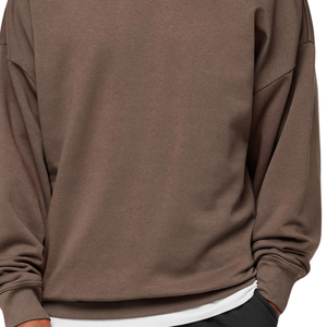 Sweat-shirt à col rond marron surdimensionné pour homme, en molleton épais, coupe décontractée, style streetwear décontracté - Product Image 6