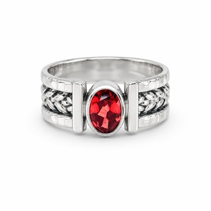 925 Sterling Silver Natural <b>Garnet</b> <b>Ring</b> Statement Jewelry Handmade Women's Fine Jewelry Manufacturer - Product Image 1