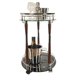 Anne Home - Carrito de Servicio con Detalles Cromados, Carrito Rodante para Sala de Estar, Mueble de Bar Moderno para el Hogar, 75.5Lx47.62Wx69.53H cm - Product Image 1