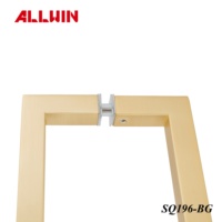 Poignée de porte carrée en laiton de 19 mm, finition or brossé, design moderne personnalisé, OEM ODM, pour salle de bain ou hôtel