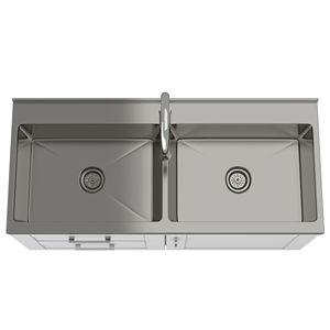 Mobile Lavanderia Moderno da 46 Pollici con Rubinetto e Lavello in Acciaio Inox Bianco - Elettrodomestico Moderno - Product Image 2