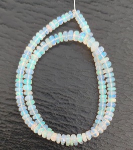 Perles Rondelles Facettées en Opale Éthiopienne AAA+ Éclatante, Perles d'Opale Éthiopienne, Perles d'Opale Blanches Éthiopiennes en Rondelle - Product Image 3
