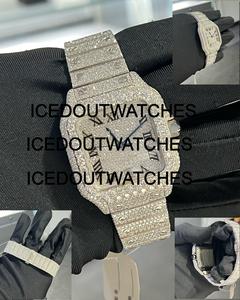 Montre de luxe personnalisée en moissanite et acier inoxydable avec cadran carré, fermoir de bracelet, résistance à l'eau 10 bars, style hip-hop Bust Down - Product Image 4