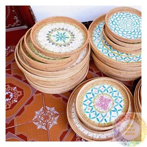 Natural Woven Rattan Serving Basket Tray for Kitchen <b>Dining</b> <b>Table</b> Restaurant Cafe Hotel Home Storage and Display Wholesale - Product Image 5