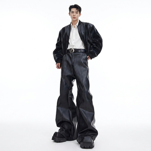 ELYSIAN INDUSTRIES <b>Men</b> <b>Leather</b> <b>Pants</b> Casual Straight Fit Mid Waist Midweight Eco-friendly High-quality Daily Wear Classic Winter - Product Image 4