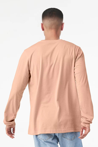 Camiseta de Algodón de Manga Larga para Hombre, Cuello Redondo, Color Sólido, Estilo Casual, con Logotipo Estampado en la Parte Delantera, Corte Regular, Venta al Por Mayor - Product Image 3