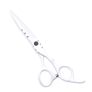 Juego de Tijeras Profesionales para Adelgazar el Cabello, Hoja de Acero Inoxidable, Mango de Plástico, para Diestros, Mango Largo, Color Blanco, Embalaje Personalizado - Product Image 5