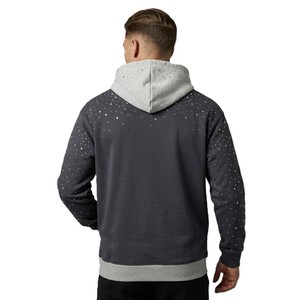 Luxury Rhinestone Scatter Relaxed Fit Hoodies Heavy Cotton Thick Fleece Streetwear Contrast Panel <b>Pullover</b> Custom Logo Wholesale - Product Image 2