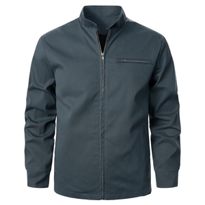 Chaqueta de Hombre con Cierre y Cuello Alto, Color Sólido, Estilo Casual para Otoño, Material Poliéster, Corte Regular - Product Image 2