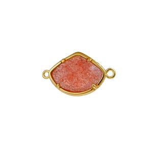 Quartz cerise fait à la main pierre précieuse fantaisie plaqué or texturé lunette Double connecteur fabrication de bijoux à bricoler soi-même et bracelets - Product Image 1