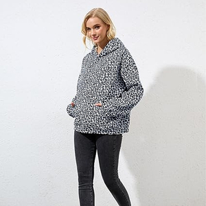 <b>Leopard</b> <b>Print</b> Streetwear Hoodie Cotton Fleece <b>Sweatshirt</b> Men Women Pullover Custom Logo Wholesale - Product Image 6