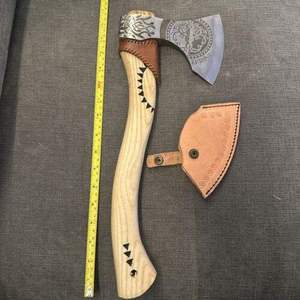 Hacha Vikinga de Acero Damasco de Alto Contenido de Carbono, Hecha a Mano, de Grado Industrial, Marca Steel Craft International, para Camping - Product Image 4