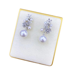 Pendientes Colgantes de Perlas de Oro G18K de Alta Gama, Diseño Simple de Pestañas con Edición de Precisión 925, Joyería de Moda de Lujo Ligero de 9-10 mm - Product Image 5