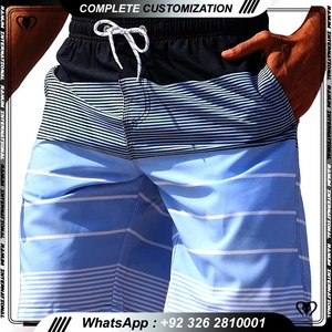 Shorts de Baño a Rayas para Hombre con Cintura Ajustable, Secado Rápido, Traje de Baño Informal para Piscina y Vacaciones - Product Image 3