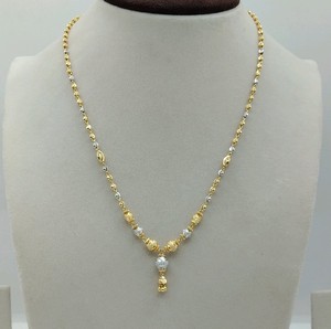 Collar de cuentas doradas de lujo Dokiyu con elegante diseño de dos tonos, joyería nupcial tradicional, collar de moda para mujer. - Product Image 1
