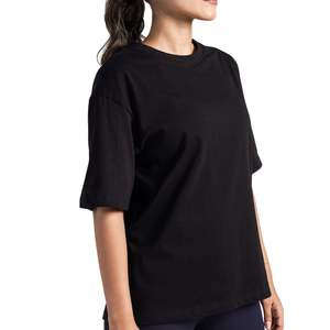 Camiseta Oversize para Mujer, Informal, Holgada, Transpirable, de Algodón Suave, para Gimnasio, Fitness, Yoga, Running, Deportiva, Lisa - Product Image 3