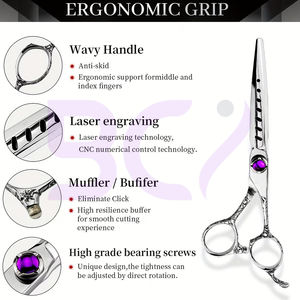 Ciseaux de coiffure de qualité supérieure, nouveaux, 6.0, couleur argentée violette, légers et tranchants, coupe lisse, durables, ciseaux de barbier - Product Image 3