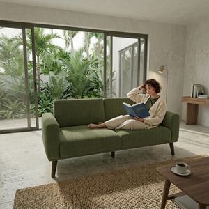 Sofá Seccional en Forma de L Tapizado en Corduroy Tradicional, con Relleno de Espuma, para Espacios Pequeños, Sala de Estar, Oficina, Apartamento - Product Image 3