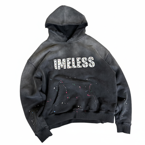 High Quality Private Logo Digital Printed and multi rhinestone oversized vintage washed Hoodie for men 100% Cotton - Product Image 1