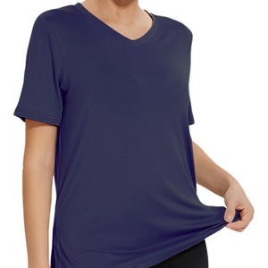Camiseta de Manga Corta con Cuello en V para Mujer, Talla Personalizada, Transpirable, de Alta Calidad, 100% Poliéster, Holgada, Ligera, Informal - Product Image 3