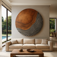 Sculpture murale ronde en bois sculptée à la main, relief ondulé, art mural moderne, décoration organique, art mural en bois sculpté à la main, sculpture abstraite
