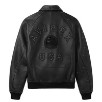 Veste en cuir Avirex à broderies et patchwork, édition limitée, coupe classique, col rabattu, veste en cuir Avirex pour homme