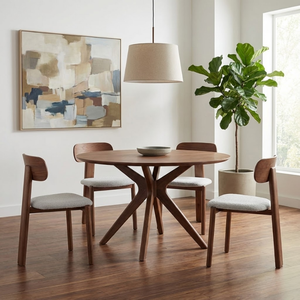 Chaise de salle à manger en bois de noyer massif avec siège rembourré en tissu, design moderne pour la maison, les restaurants et les hôtels - Product Image 6