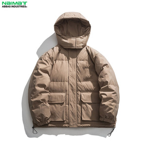 Ribbed Collar <b>Flight</b> Bomber Puffer <b>Jacket</b> <b>Men</b> No Hood Classic Casual Quilted Aviator <b>Jacket</b> Warm Padded Coat - Product Image 5