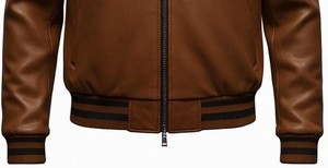 Veste en cuir noire pour homme, col rabattu, fermeture éclair, coupe ajustée, manches classiques - Product Image 5