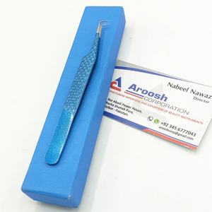 Pinzas para pestañas de 90 grados de acero inoxidable profesionales al por mayor agarre de Diamante Azul de alta calidad puntiagudo sostenible - Product Image 4