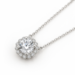 Round Brilliant Cut Moissanite Pendant <b>Necklace</b> for Women 925 <b>Sterling</b> <b>Silver</b> Dazzling Wedding Bridal Jewelry - Product Image 4