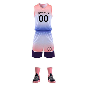 Ensemble d'uniformes de basketball bleus personnalisés, respirant, anti-UV, séchage rapide, tenue d'entraînement pour équipe, design unique, maille vierge, grandes tailles - Product Image 2