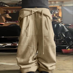 Custom Grey Baggy Sweatpants Men Oversized Joggers <b>Drawstring</b> Loose Fit Streetwear Casual Lounge Pants OEM ODM - Product Image 2