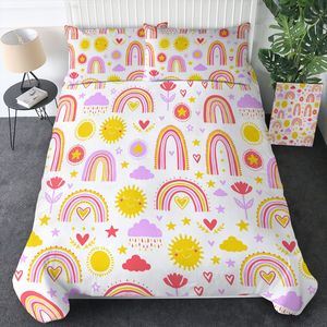 Set Copripiumino Queen Size Arcobaleno Rosso con 2 Federe, Set 3 Pezzi 228x228cm - Product Image 1