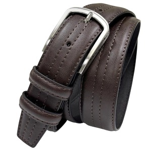 Genuine Leather <b>Belt</b> Cow Hide Solid Color Pin <b>Buckle</b> Rectangular <b>Silver</b> Formal Style Durable 2.5 Inches Width - Product Image 1