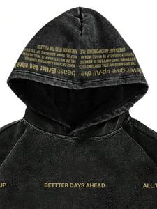 Sudadera con capucha extragrande para hombre, estilo acid wash, informal, para gimnasio, de tela gruesa, para invierno - Product Image 5