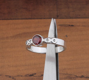 925 Sterling <b>Silver</b> Bezel Setting Red Garnet Gemstone Brilliant Cut Handmade Classic <b>Boho</b> Dainty Solitaire Wedding <b>Ring</b> - Product Image 5