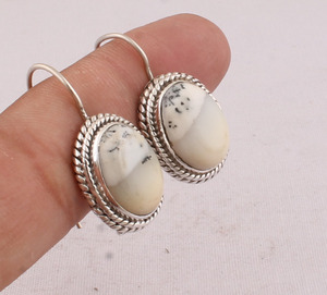 Natural Dendritic <b>Opal</b> <b>Earrings</b> 925 Sterling Silver Vintage Victorian Style Scenic <b>Opal</b> Dangle <b>Earrings</b> Wholesale Jewelry - Product Image 3