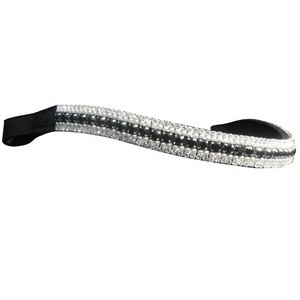 Cómoda Diadema para Caballo con Diseño de Ondas de Cristal Brillante, Color y Logotipo Personalizables, Hecha de Cuero para Uso Ecuestre - Product Image 4