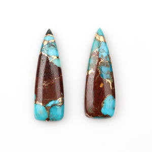 Cabujón de Turquesa Natural de Alta Calidad con Corte Trillón Largo de 10x30mm, Base Plana Calibrada, Gema Suelta para Fabricación de Joyería - Product Image 1