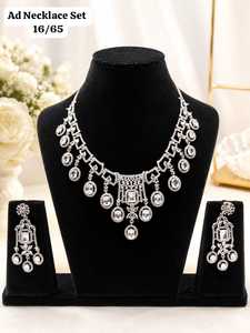 Parure de bijoux de mariée en zircon rose pour femme, collier et boucles d'oreilles, en laiton plaqué rhodium et acier inoxydable, style classique pour mariage, micro-pavé - Product Image 3
