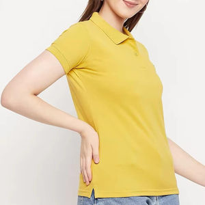 เสื้อโปโลแขนสั้นสีน้ำเงินกรมท่าสำหรับผู้หญิง แต่งขอบสีขาว เสื้อถักลำลอง - Product Image 4