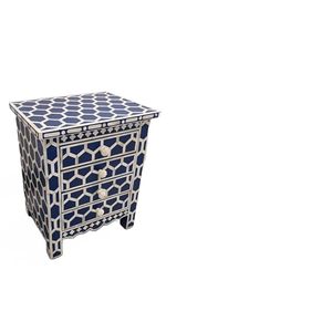 Commode moderne bleue en os incrusté, meuble en bois fait main pour salon, chambre à coucher, table d'appoint - Product Image 2