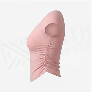 Camiseta Deportiva Corta de Yoga para Mujer, Cuello Redondo, Color Rosa, Transpirable, de Spandex y Poliéster, Marca North Approach - Product Image 3