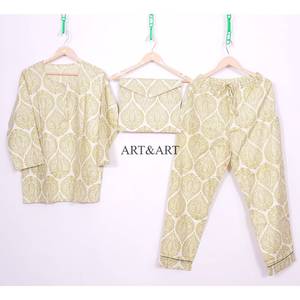 Conjunto de Pijama de Algodón con Estampado Floral, Elegante y de Alta Calidad para Mujer, Disponible en Diferentes Diseños, Superventas - Product Image 6