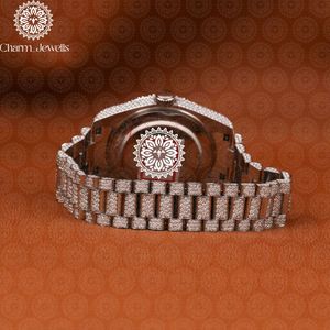 Montre de luxe pour femme Charm_Jewells, boîtier en acier inoxydable, cadran en cristal saphir, lunette sertie de diamants, quartz analogique, 30 mm, ronde, pliable - Product Image 2