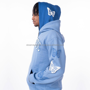 Ensemble de survêtement en coton épais à rayures, coupe vintage surdimensionnée, impression sérigraphique, capuche, streetwear, coupe personnalisée - Product Image 3