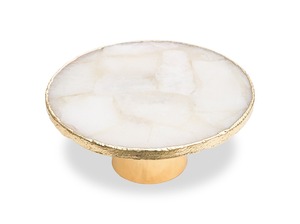 Luxury White <b>Marble</b> <b>Cake</b> <b>Stand</b> With Gold Metal Base Decorative Dessert Display <b>Stand</b> ideal For Wedding Bakery Table Decor - Product Image 3