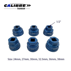 TAIWAN CALIBR 6pc 1/2" Dr. 24-38mm Aluminum Low <b>Profile</b> Oil Filter Cap Socket Wrench Set - Product Image 2
