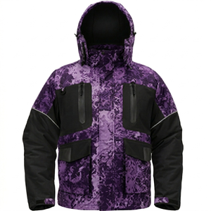 Camisa Larga de Pesca para Hombre, 100% Poliéster, Transpirable, Impermeable, con Estampado de Camuflaje por Sublimación, Cierre de Cremallera con Capucha, UPF 50 - Product Image 1